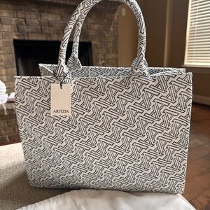 Aritzia Black and White Geometric Tote Bag